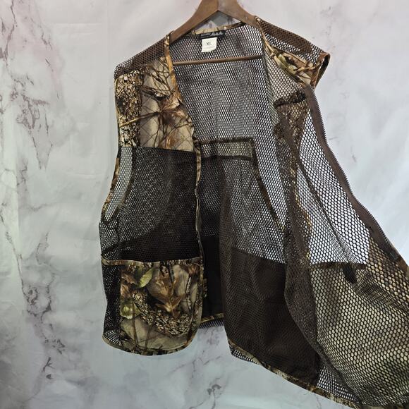 WFS Vest Mens XL Camo Burly Camo Tan Woodland Element Hunting Game Bag Mesh - Picture 9 of 11